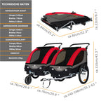 Tiggo S2 Kinderanhänger mit Federung Jogger 2 in 1 Kinder Buggy fahrradanhänger Anhänger 360° Drehbar (Rot)