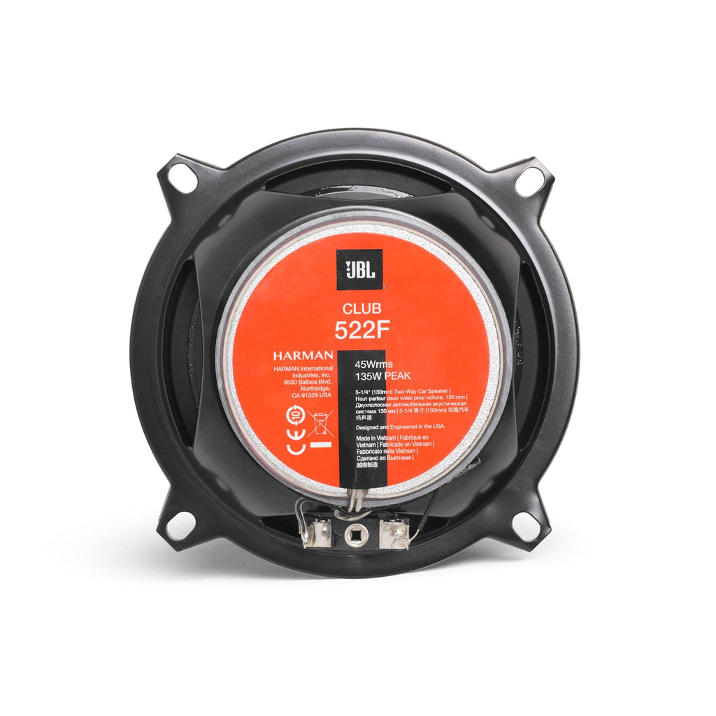 JBL Club 522F 2-Wege Auto Lautsprecher Set von Harman Kardon - 135 Watt Pro KFZ Autolautsprecher Boxen 13 cm, Black