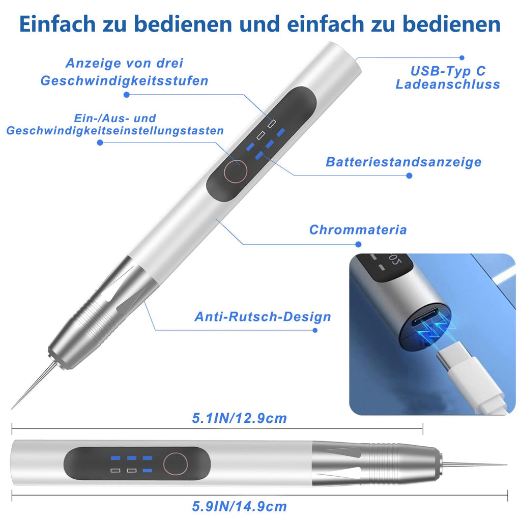 Gravierstift: USB Wiederaufladierbar Gravur Werkzeug Kit - Elektrischer Mini Graveur Gravurwerkzeug für Schmuck Glas Holz Kunststoff Metall Stein