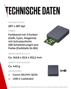 Canon SELPHY QX20 mobiler Fotodrucker – per WLAN direkt vom Smartphone drucken. Thermosublimationsdruck, 2 Größen Stickerpapier und Laden per USB-C - Dunkelgrau (ohne Farband/Papier)