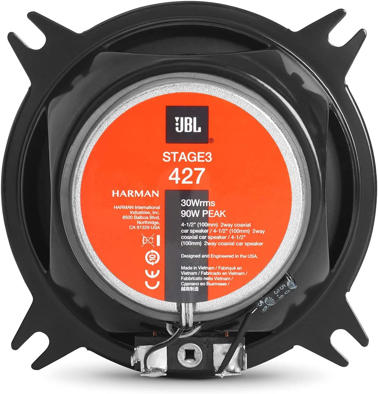 JBL Stage3 427 2-Wege Auto Lautsprecher Set von Harman Kardon - 150 Watt KFZ Autolautsprecher Boxen 10 cm
