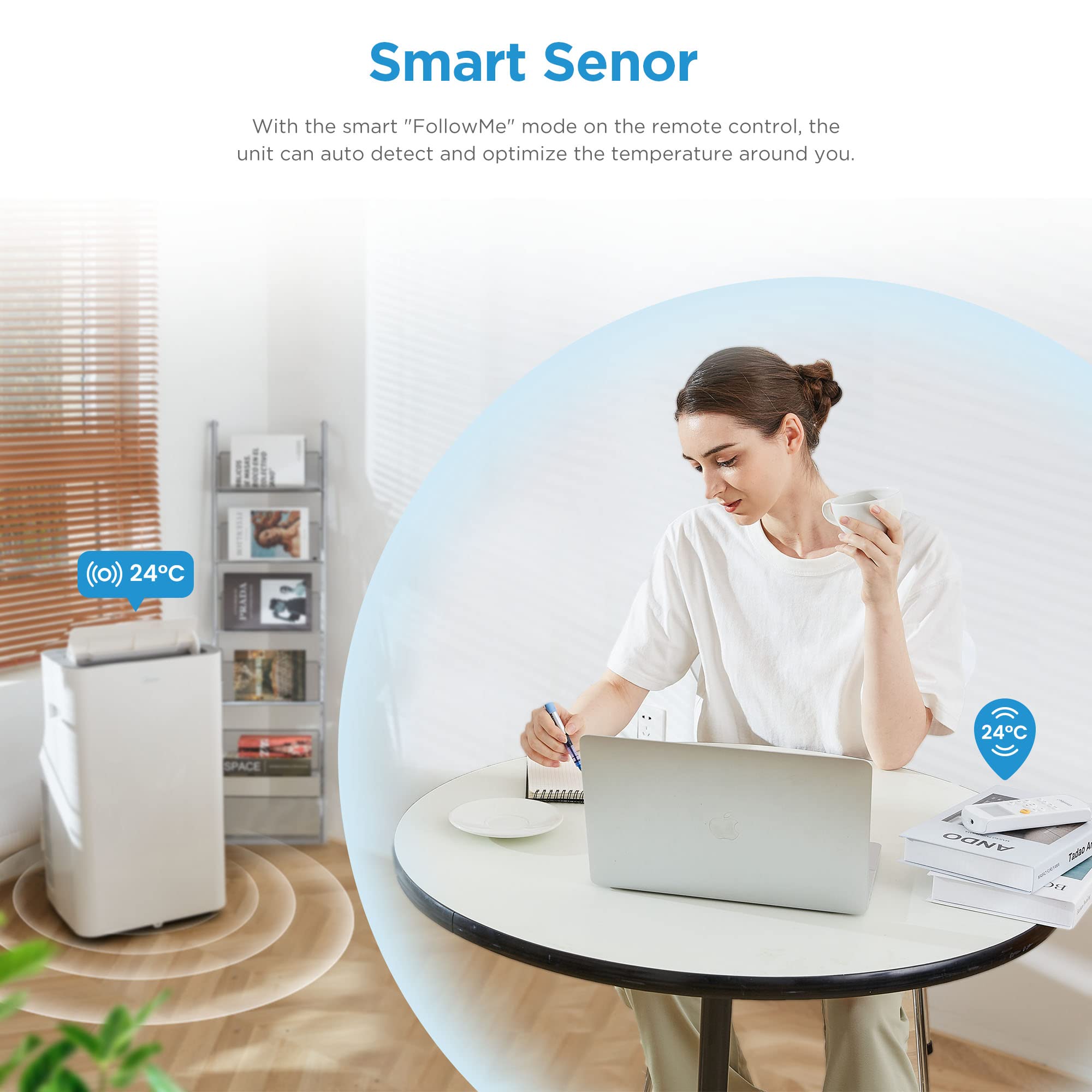 Midea Silent Cool 26 Pro Mobiles Klimagerät, 1000 W, 230 V, Weiß, 45,5 x 38 x 78 cm(BTH)