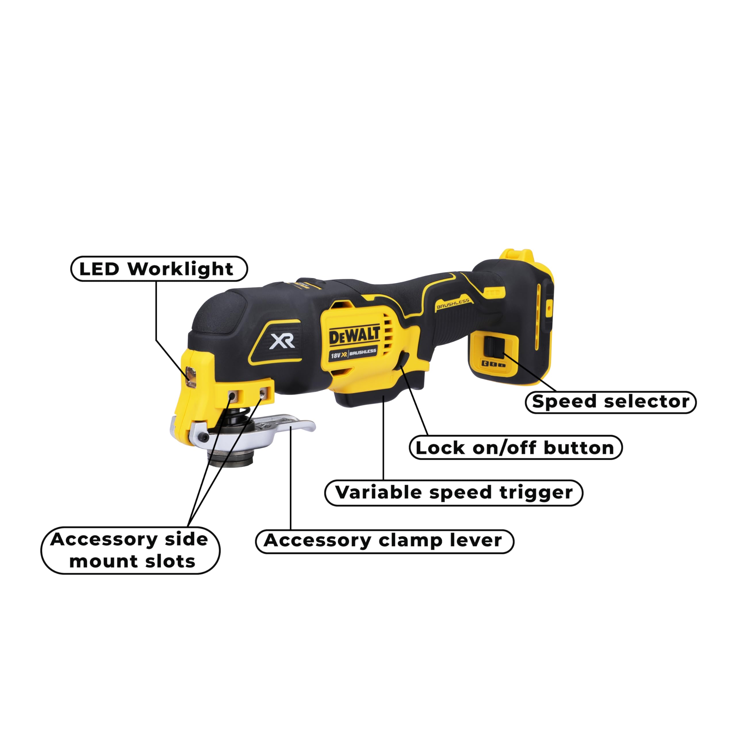 DeWALT DCS356N 18V Li-Ion accu multitool body - koolborsteloos, ohne Akku ohne Ladegerät