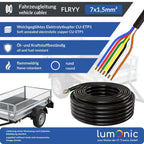 Lumonic 20m FLRYY Fahrzeugleitung 7x1,5mm² schwarz | 7-adrig | Anhängerkabel | mehradriges KFZ-Kabel | Öl- und Kraftstoffbeständig, flammwidrig | Niedervolt