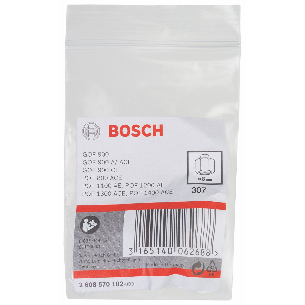 Bosch Zubehör 2608570102 Spannzange 8 mm, 19 mm