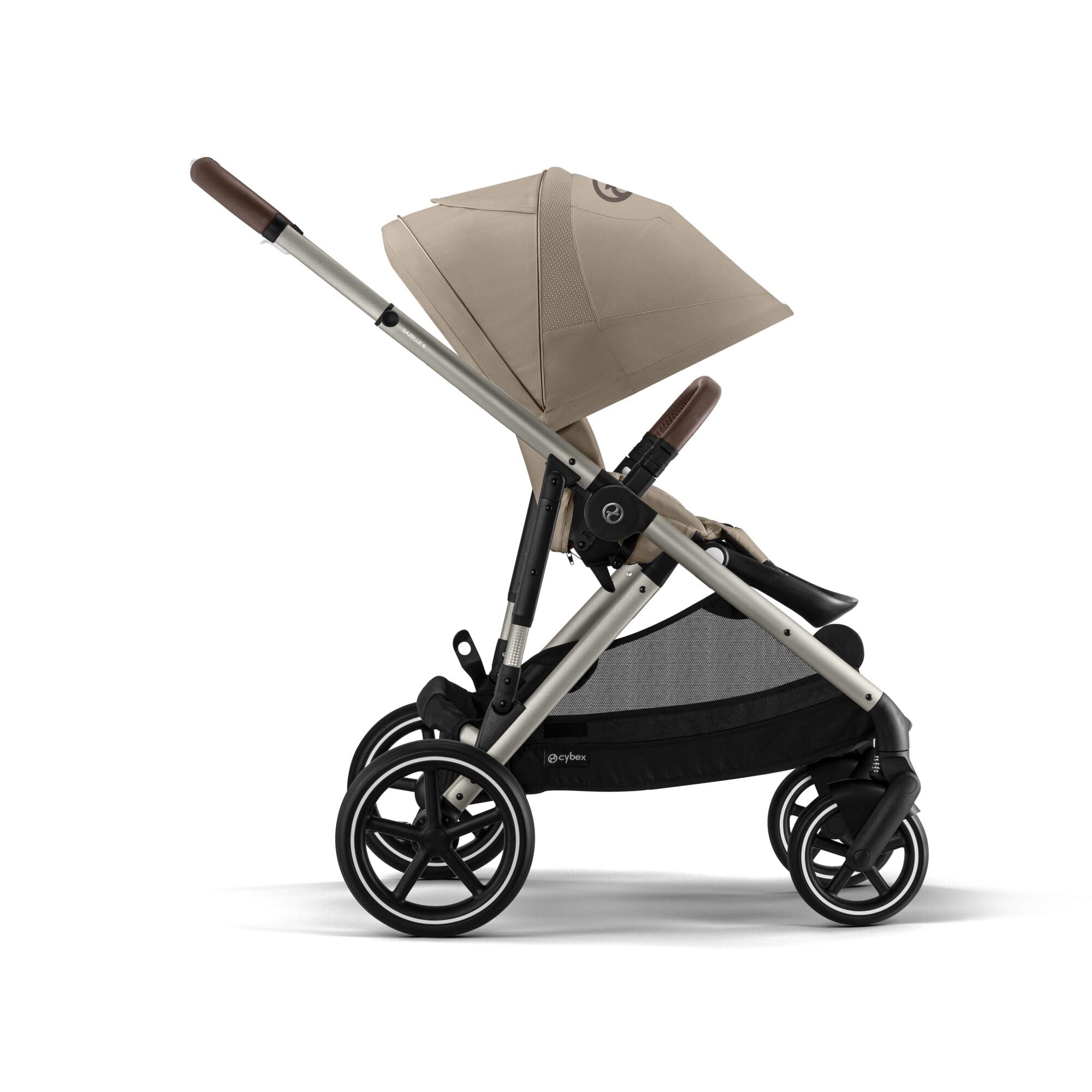 CYBEX Gold Kinderwagen GAZELLE S, Ab Geburt bis ca. 4 Jahre, Max. 22 kg (Single-Modus) / 2x 22 kg (Duo-Modus), All-in-1-System mit 20+ Konfigurationen, Almond Beige