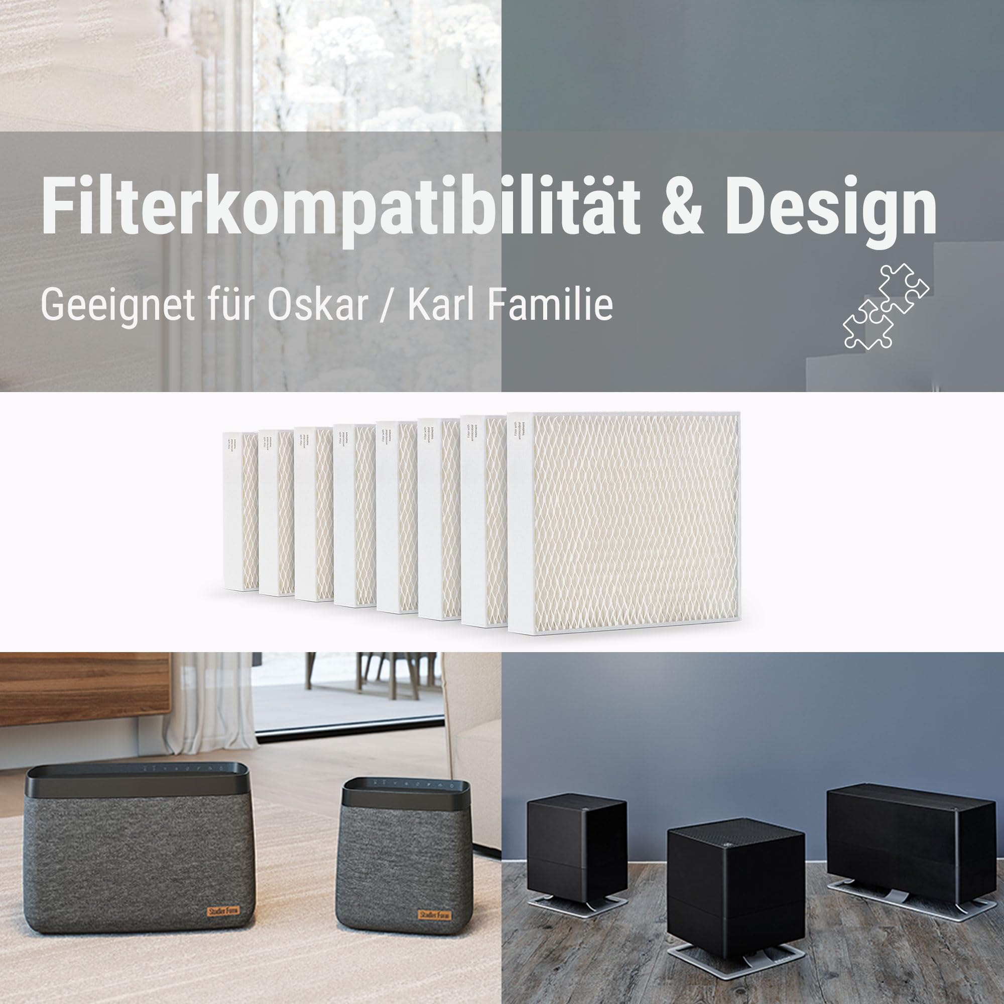 Stadler Form Luftbefeuchter-Filter, effizient und hygienisch, antibakteriell behandelt, passend zur Oskar- und Karl-Familie, Set mit 8 Stück