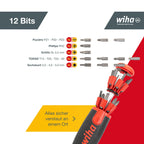 Wiha Schraubendreher mit Bit Magazin LiftUp 25 magnetisch gemischt mit 12 Bits, 1/4" (3803), Bits im Griff, langlebig, universell, Bitsatz, Bithalter, platzsparend, kompakt, stabil
