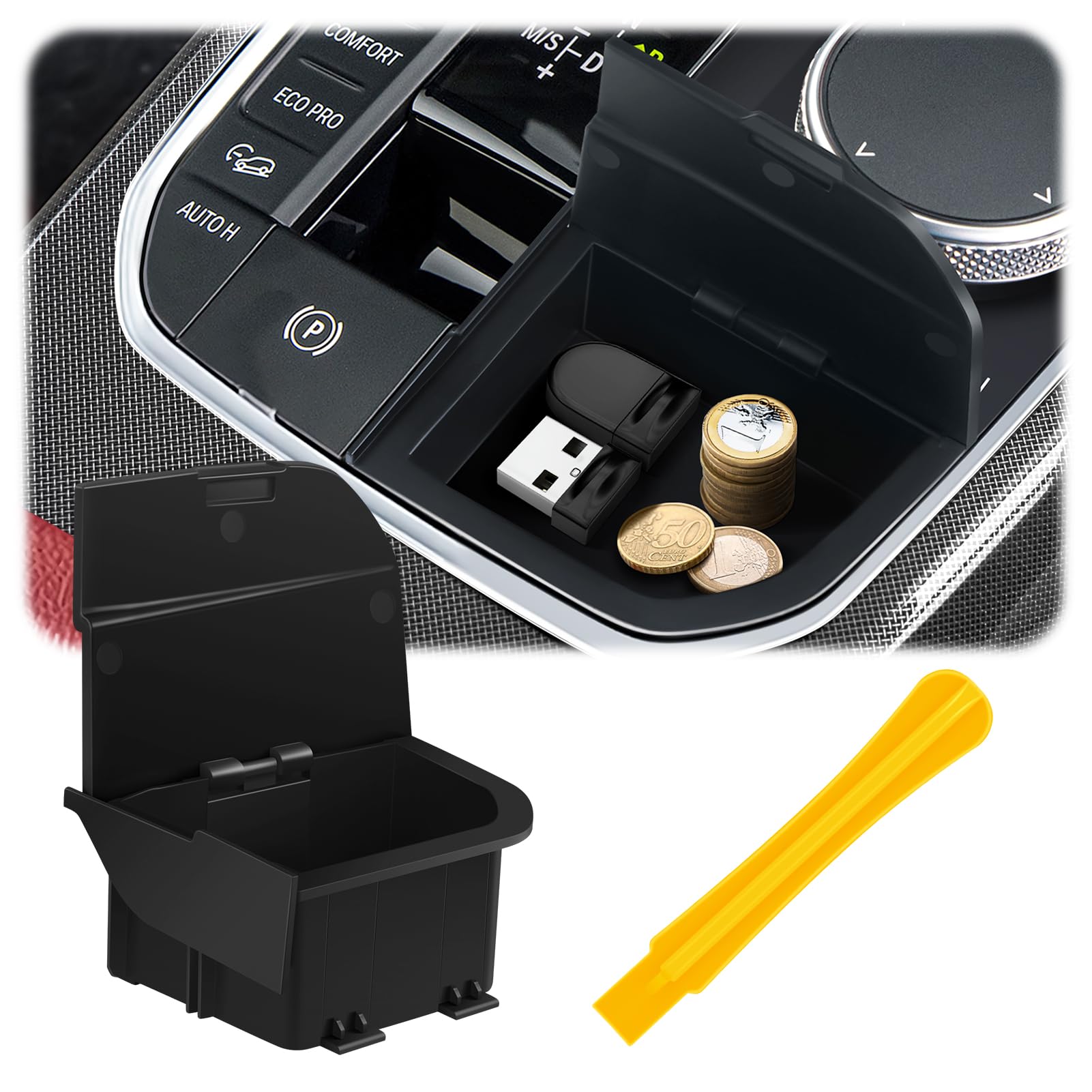 Pinyenr Auto-Schalthebel-Aufbewahrungsbox Für BMW 1 3 4 Serie X3 X4 X5 X6 X7 F40 F44 G20 G21 G01 Mittelkonsole Aufbewahrungsbo Mittelkonsole Armlehnen Box Organizer