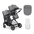 hauck Atlantic Twin, Melange Grey - Zwillingskinderwagen ab Geburt bis 15 kg je Kind - 2 Babywannen Umbaubar zu Drehbare Sportsitze mit Liegeposition - Faltbar - Höhenverstellbar - Gummi Räder