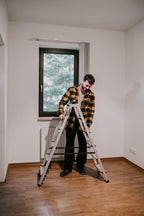 DRABEST Trittleiter Klapptritt Alu Leiter Klappbar Beidseitig Mehrzweckleiter 2 x 6 Stufig bis 125 kg Belastbar