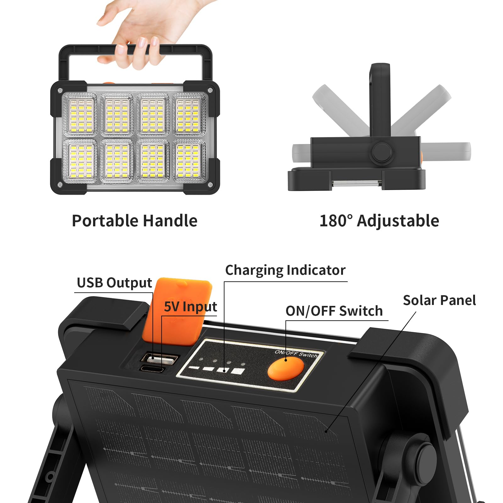 OHAYORI LED Baustrahler Akku, 4 Modi LED Strahler Akku, Campinglampe Aufladbar, Tragbare USB Wiederaufladbare PowerBank, Dimmbares Notlicht für Garten, Angeln, Camping, Wartung, Notfall (2 Stück)