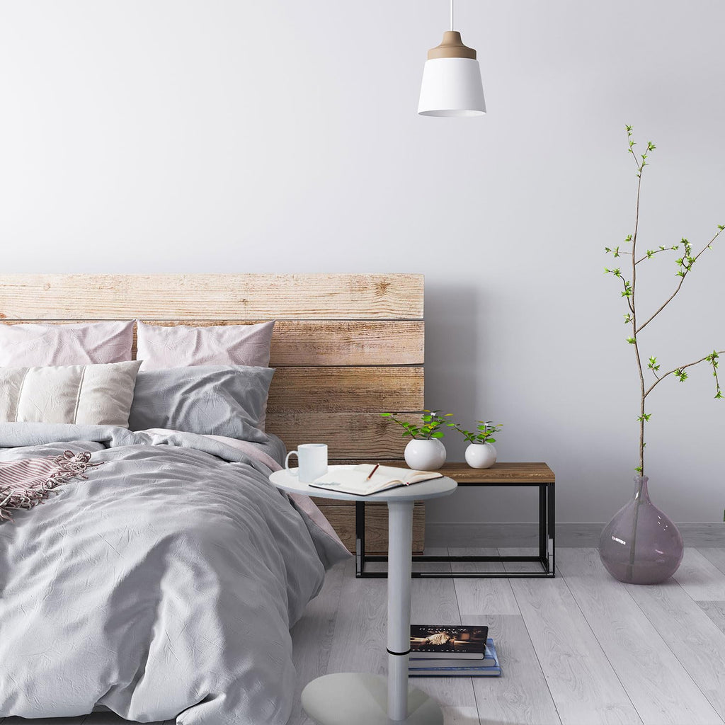 hjh OFFICE 830055 Stehtisch höhenverstellbar Stand III Weiß Beistelltisch Pult mit Gasfeder, Höhe bis 104,5 cm