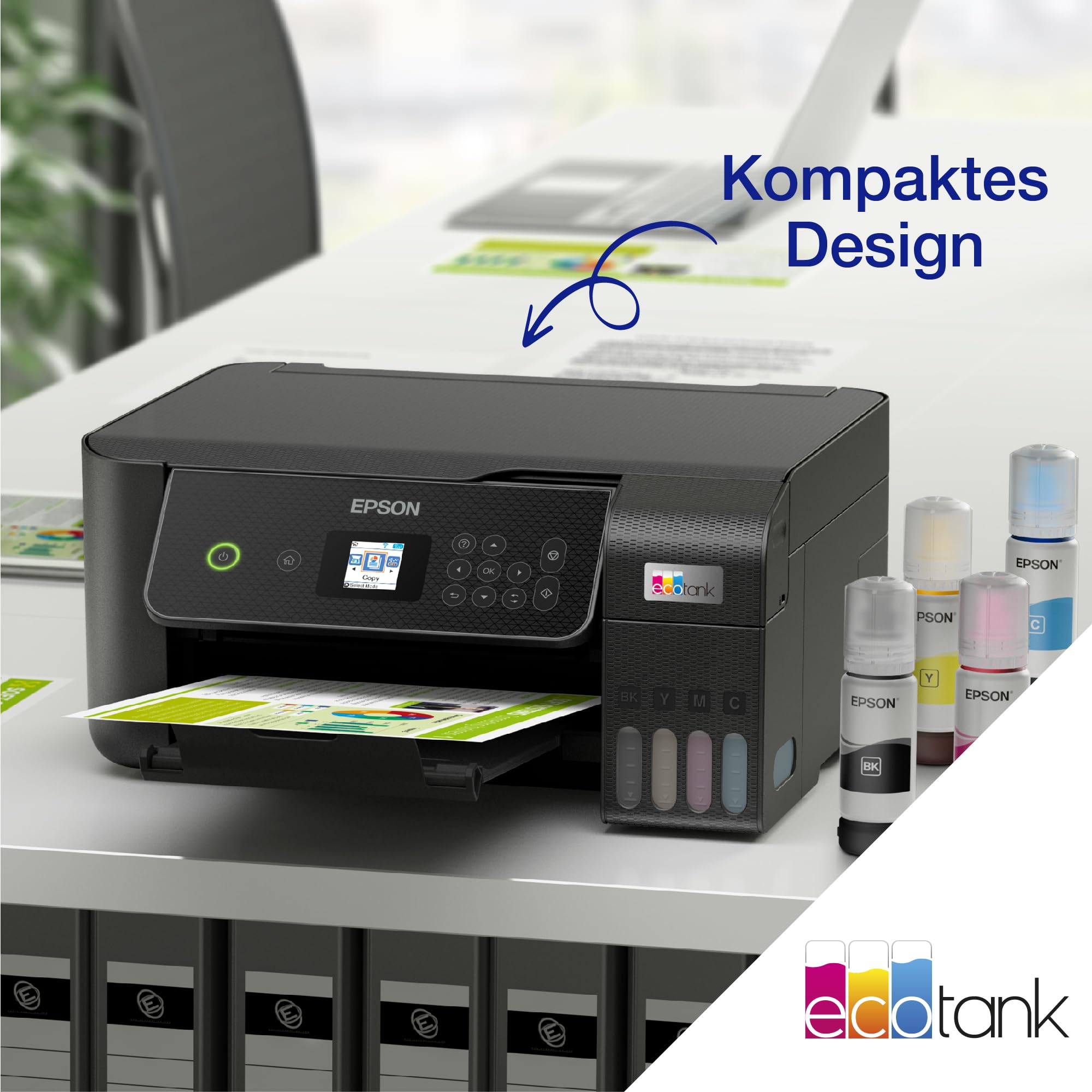 Epson EcoTank ET-2870 A4-Multifunktions-Wi-Fi-Tintentankdrucker, mit einem im Lieferumfang enthaltenen Vorrat an Tinten bis zu 3 Jahren