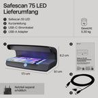 Safescan 55 LED Geldscheinprüfgerät mit ultrastarkem UV-Licht - Falschgeldprüfgerät für Banknoten, Kreditkarten & Ausweise - Geldprüfer mit 3 leistungsstarken LED-Lichtern - Geldprüfmaschine