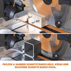 Evolution R185SMS-Li Akku-Gleitgehrungssäge mit Mehrzweck-Schneide, 45° Fasen-, 50° Gehrungsschnitte, 850 W – 185 mm TCT-Sägeblatt im Lieferumfang enthalten, 3 Jahre Garantie