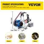 VEVOR 1,5 kW Tellerschleifer mit verstellbarem Bandschleifer Ph 427 x 12 Zoll, Zentralbandschleifer und Tellerschleifer 0-2800 U/min Kombinierte Schleifmaschinen