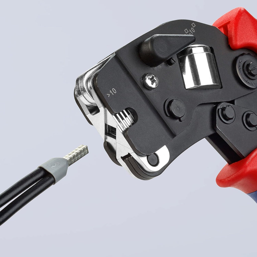 KNIPEX Selbsteinstellende Crimpzange für Aderendhülsen mit Fronteinführung in Blistermit Mehrkomponenten-Hüllen 190 mm, 97 53 09 SB