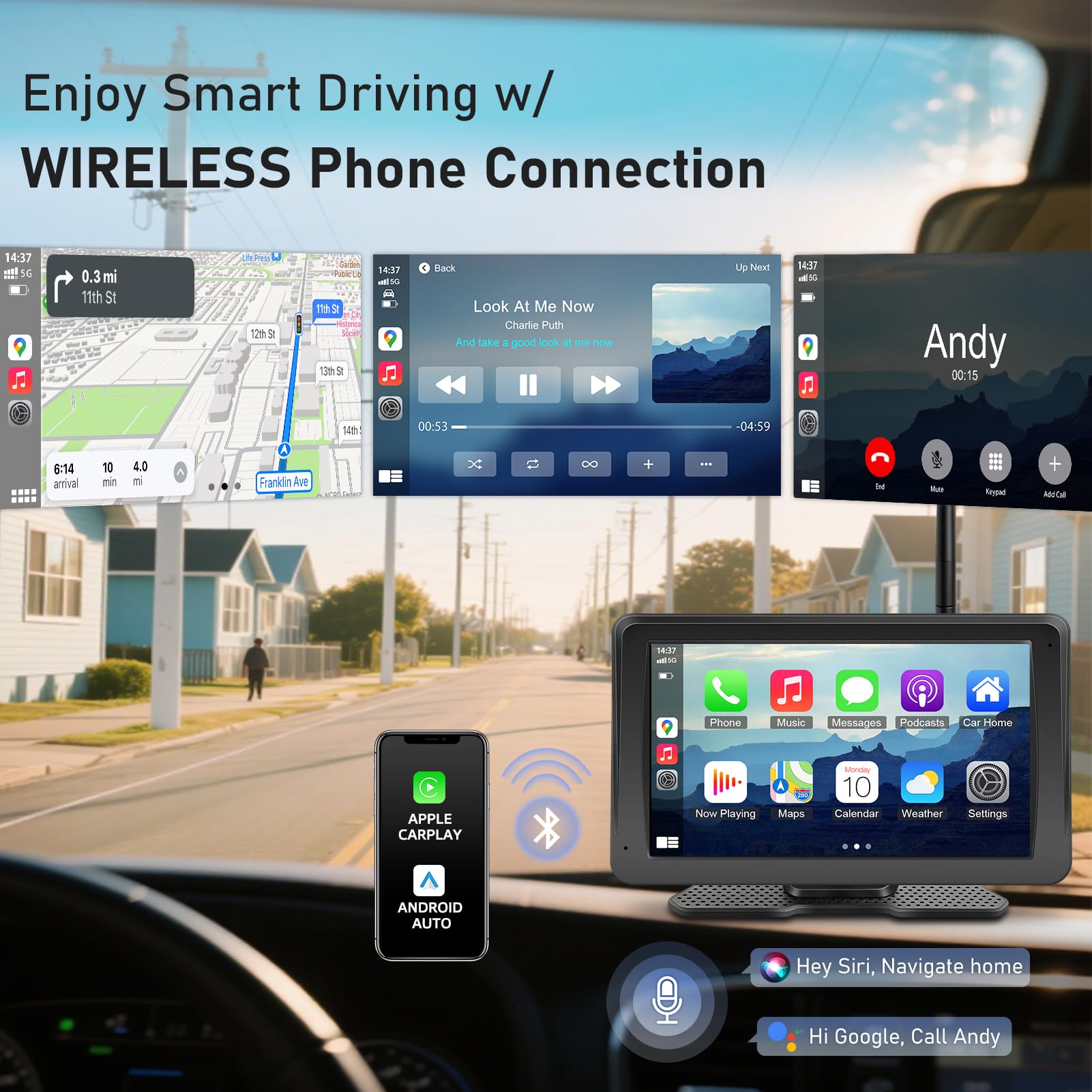 URVOLAX Rückfahrkamera Kabellos Funk: Tragbares 7 Zoll Apple CarPlay/Android Auto - 10.000mAh Akku Batterie mit Solar Nachtsicht Wasserdicht - für Wohnmobil Wohnwagen Anhänger LKW (69X Branchenneu)