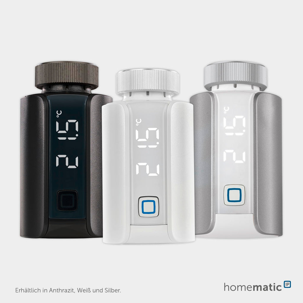 Homematic IP Smart Home Heizkörperthermostat – Evo, anthrazit, digitaler Thermostat Heizung, Steuerung per App, Alexa, Google Assistant, einfache Installation, Energie sparen, 156650A0