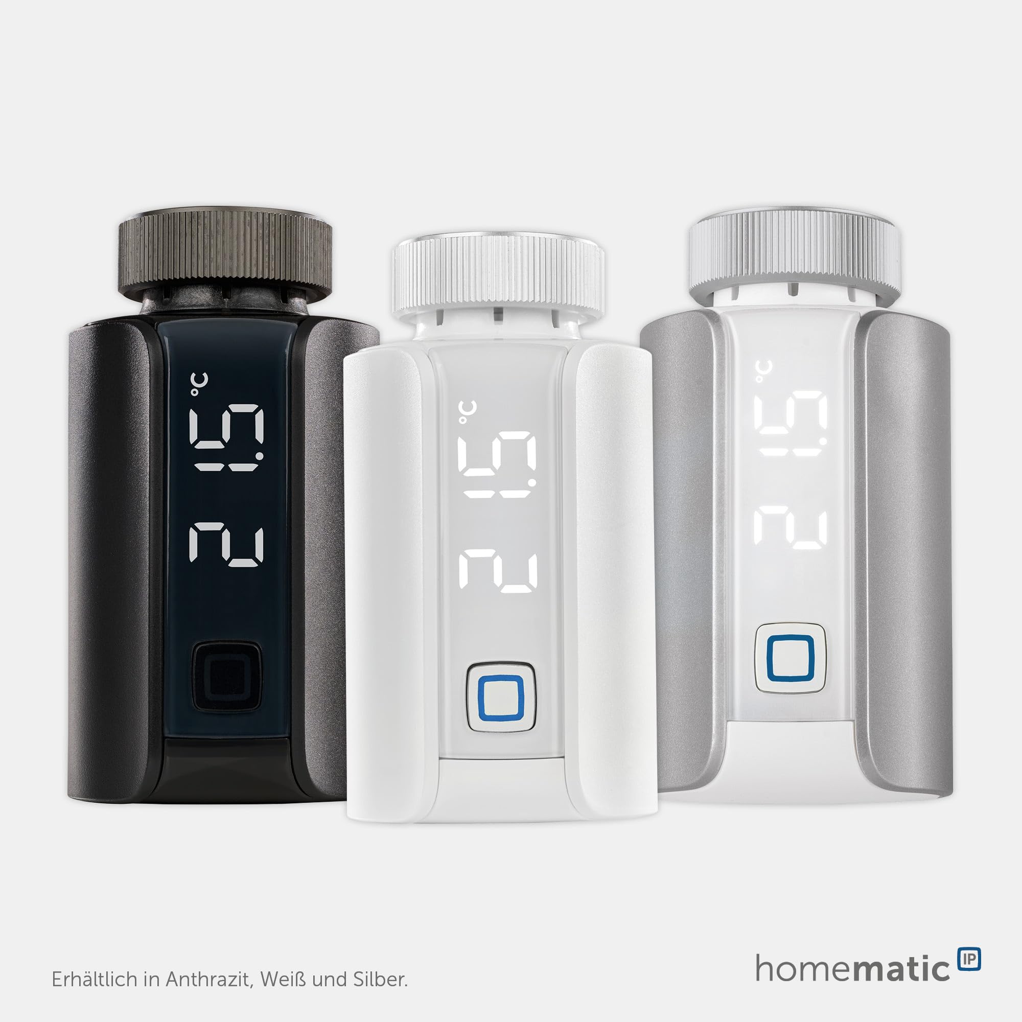 Homematic IP Smart Home Heizkörperthermostat – Evo, anthrazit, digitaler Thermostat Heizung, Steuerung per App, Alexa, Google Assistant, einfache Installation, Energie sparen, 156650A0
