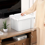 Cetomo 20L*6 Aufbewahrungsboxen, Tragbare Plastikboxen mit Deckeln, Organizer-Behälter mit Griff und Clips, Stapelbar, Ineinander Nestbar, für Zuhause und Büro, Grau, 20L-6er Pack