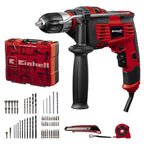 Einhell Schlagbohrmaschinen-Set TC-ID 1000 E Kit +64 (1010 W, Drehzahl-Elektronik, 13 mm-Schnellspannbohrfutter, Schlagzahl 48.000 min-1, inkl. 64-tlg. Zubehör-Set und Koffer)