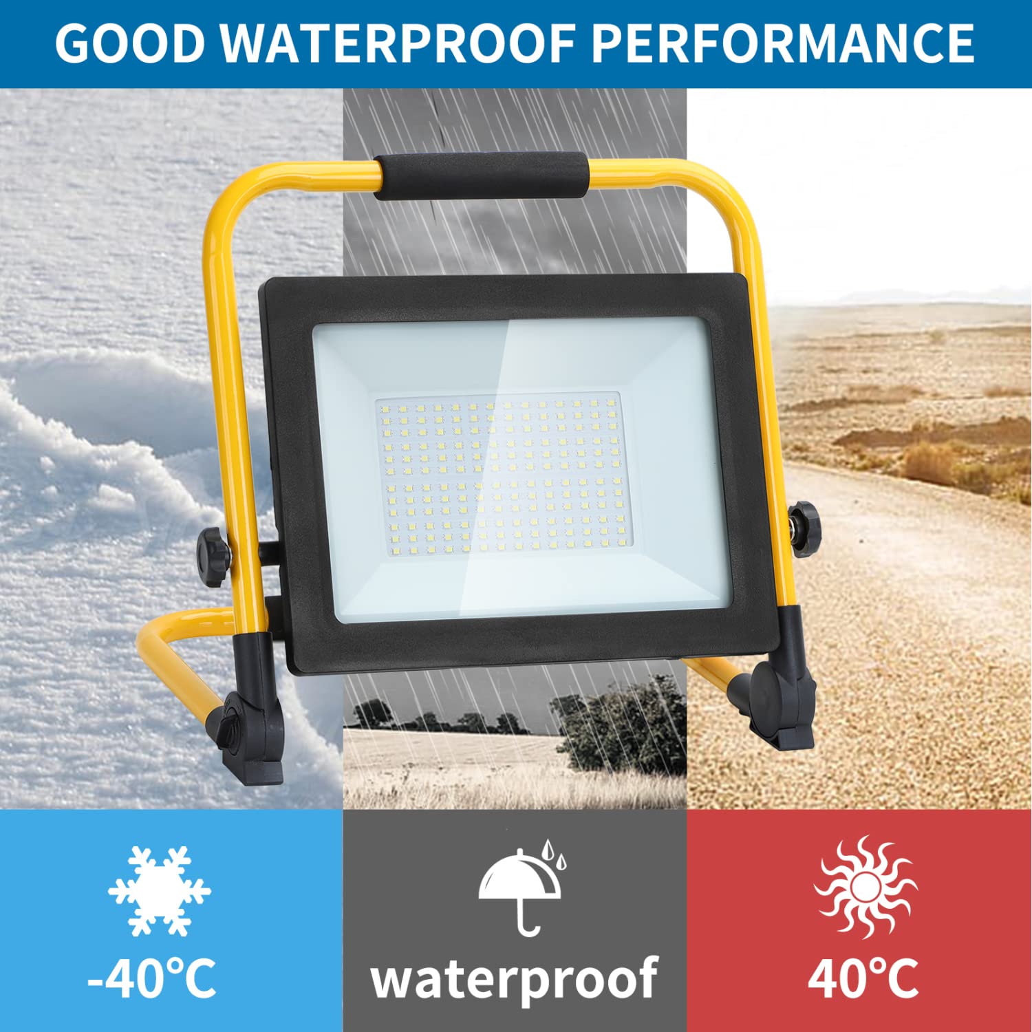 Aigostar LED Baustrahler 100W 8800LM (Ersetzt 880W),LED Arbeitsleuchte mit Stecker,Wasserdichtes Arbeitsscheinwerfer Bauscheinwerfer,für Werkstatt oder Baustelle,Garage, 6500K Tageslichtweiß