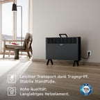 STIEBEL ELTRON neue Elektroheizung engergiesparend, Standgerät CNS-B 2000 Plus LCD move, 2 kW für ca. 25 m², TÜV geprüft, LC-Display, Wochentimer, Schwarz, 207068