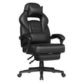 SONGMICS Gaming-Stuhl, Bürostuhl mit Fußstütze, Schreibtischstuhl mit Kopfstütze und Lendenkissen, höhenverstellbar, ergonomisch, bis 150 kg belastbar, tintenschwarz OBG073B05