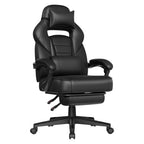SONGMICS Gaming-Stuhl, Bürostuhl mit Fußstütze, Schreibtischstuhl mit Kopfstütze und Lendenkissen, höhenverstellbar, ergonomisch, bis 150 kg belastbar, tintenschwarz OBG073B05