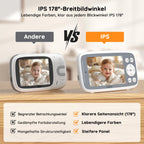 BOIFUN Babyphone mit Kamera, 4 Zoll 720P Monitor, Ohne WLAN, Nachtsicht, 11 Stunden Akkulaufzeit, Energiesparmodus, 2 Wege Audio, Schallerkennung, Temperaturerkennung, 3X Zoom, Schlaflieder
