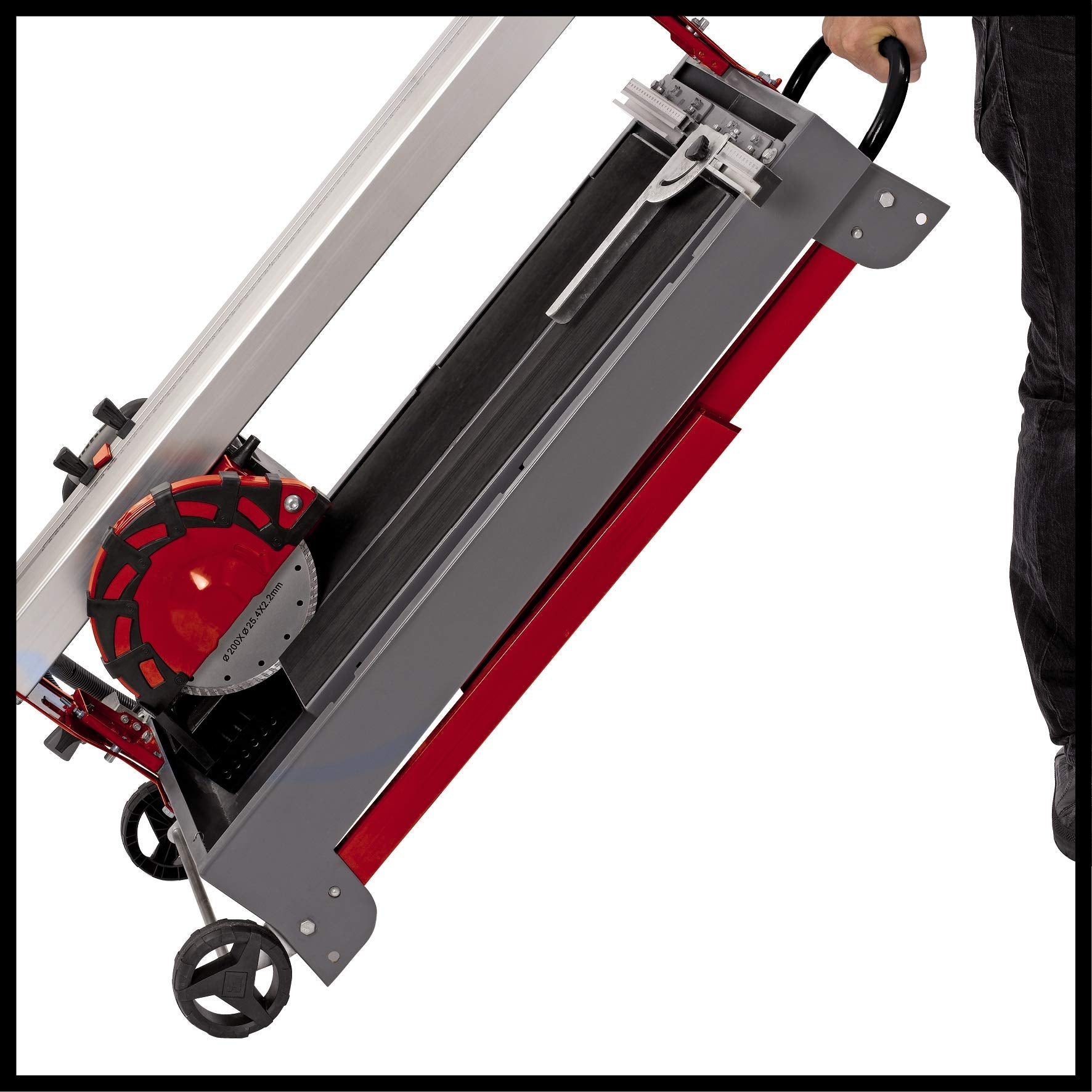 Einhell Radial-Fliesenschneidmaschine TE-TC 620 U (800 W, extra lange Zuglänge, robustes einklappbares Untergestell, Transporträder/-griff, 6-fach kugelgelagerte Motorführung)