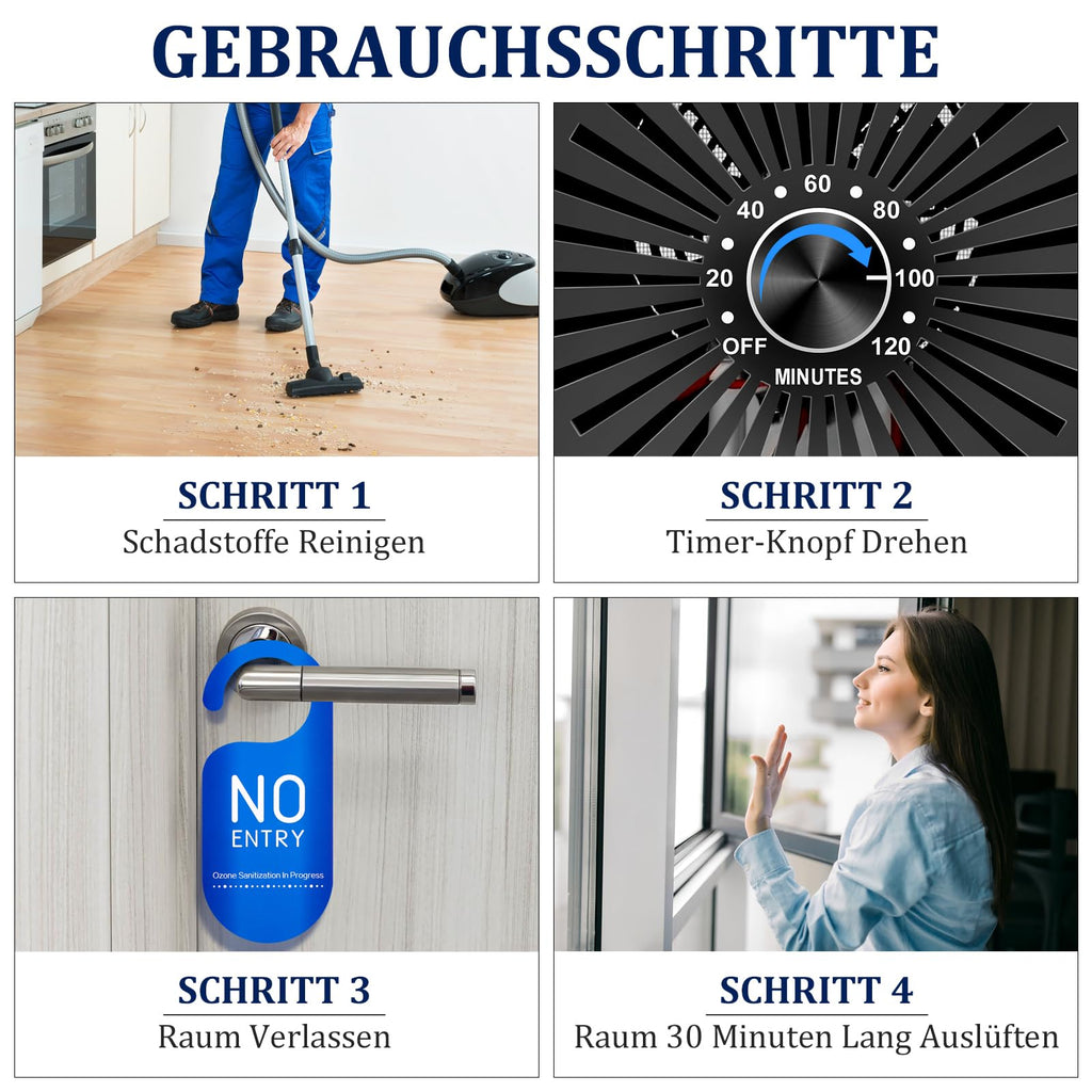 ICARE Ozongenerator 30000mg/h Ozongerät, Ozonisator Industrieller O3 Ozon Luftreiniger mit 120 Min Timer für 300㎡ Geruchskiller Geruchsneutralisierer für Auto, Rauch, Haustiergerüche, Küchengerüche