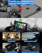 AIO-5 Lite Motorcycle Carplay Android Auto GPS Navigation System, BSD, STARVIS HDR 5" LCD, 60FPS,5G Wi-Fi BT, IP67 Waterproof, Support Siri Google Assistant, 24H Parking Mode, Dedicated App