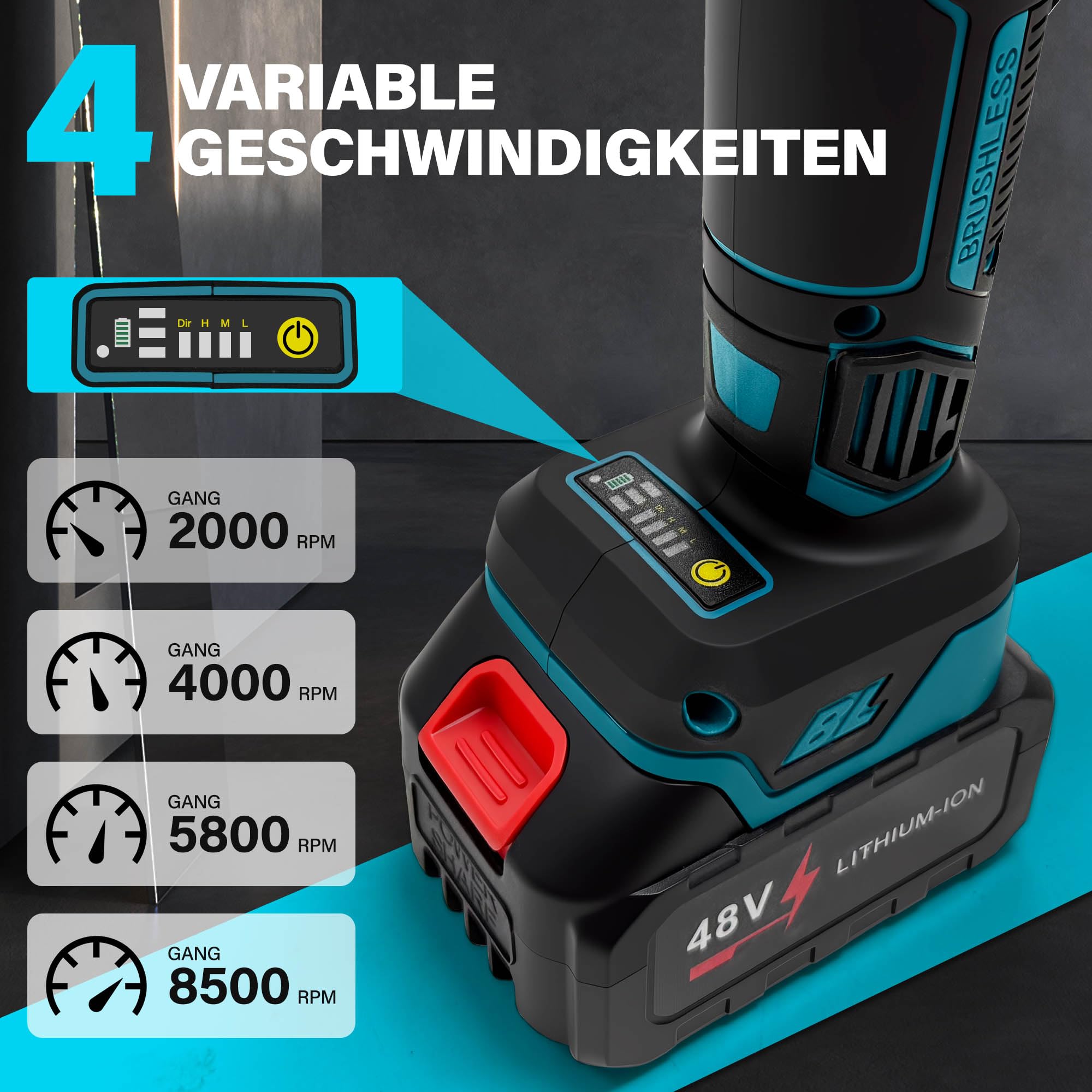 Akku Winkelschleifer 125mm für Makita 18V Akku (Ohne Akku), 8500U/min, Bürstenloser Profi-Schleifer 4-stufige Regelung, Kabellos Schleifer mit Zusatzhandgriff für Trennen, Schleifen & Bürsten