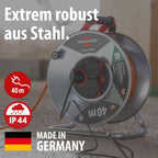 Brennenstuhl Garant S V2 IP44 Kabeltrommel 40m outdoor (Made in Germany, Kabel in Signalfarbe orange, aus Stahlblech, kurzfristiger Einsatz im Außenbereich)