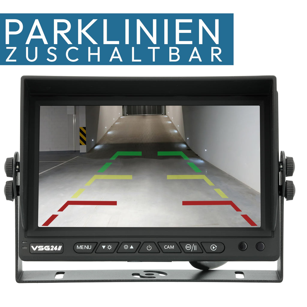 VSG24 Rückfahrkamera 7" HD Starter-Set inkl. Kamera, Monitor, Kabel - Wasserdicht Nachtsicht 12V-24V Einfache Montage/Robustes Rückfahrsystem für Auto Wohnwagen LKW Anhänger Wohnmobile Einparkhilfe