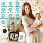 Simyke Baby Video Monitor, WiFi Baby Kamera, 2,8 Zoll Display und App-Steuerung, 1000 Fuß Lange Reichweite, 2-Wege-Gespräch, automatische Nachtsicht, Alarm