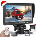 Hikity Rückfahrkamera 2 Kameras Set, 7 Zoll LCD Monitor, Wasserdichtes Rückfahrkamera Nachrüsten Set mit 15M/10M Kabel für Auto LKW Wohnmobil Lieferwagen Anhänger 12V-24V