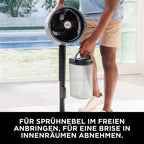 Shark FlexBreeze Pro Mist Akku-Ventilator für innen und außen mit Sprühsystem, tragbarer Sprühtank, 20 m, Stand- & Tischventilator, 5 Geschwindigkeitsstufen, leise, Fernbedienung, Anthrazit FA300EU