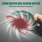 HYCHIKA Multischleifer, Deltaschleifer 200W, mit 12 Schleifblätter (Körnung 80/120/240), 14000 U/min, Klettfix-System, Staubsaugbeutel, Schleifmaschine für Ecke & Kante, Metal & Holz