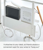 Yamazaki 5461 SMART Untertisch-Organizer für Kabel und Router, weiß, Stahl, minimalistisch, 40 x 11.5 x 43 cm