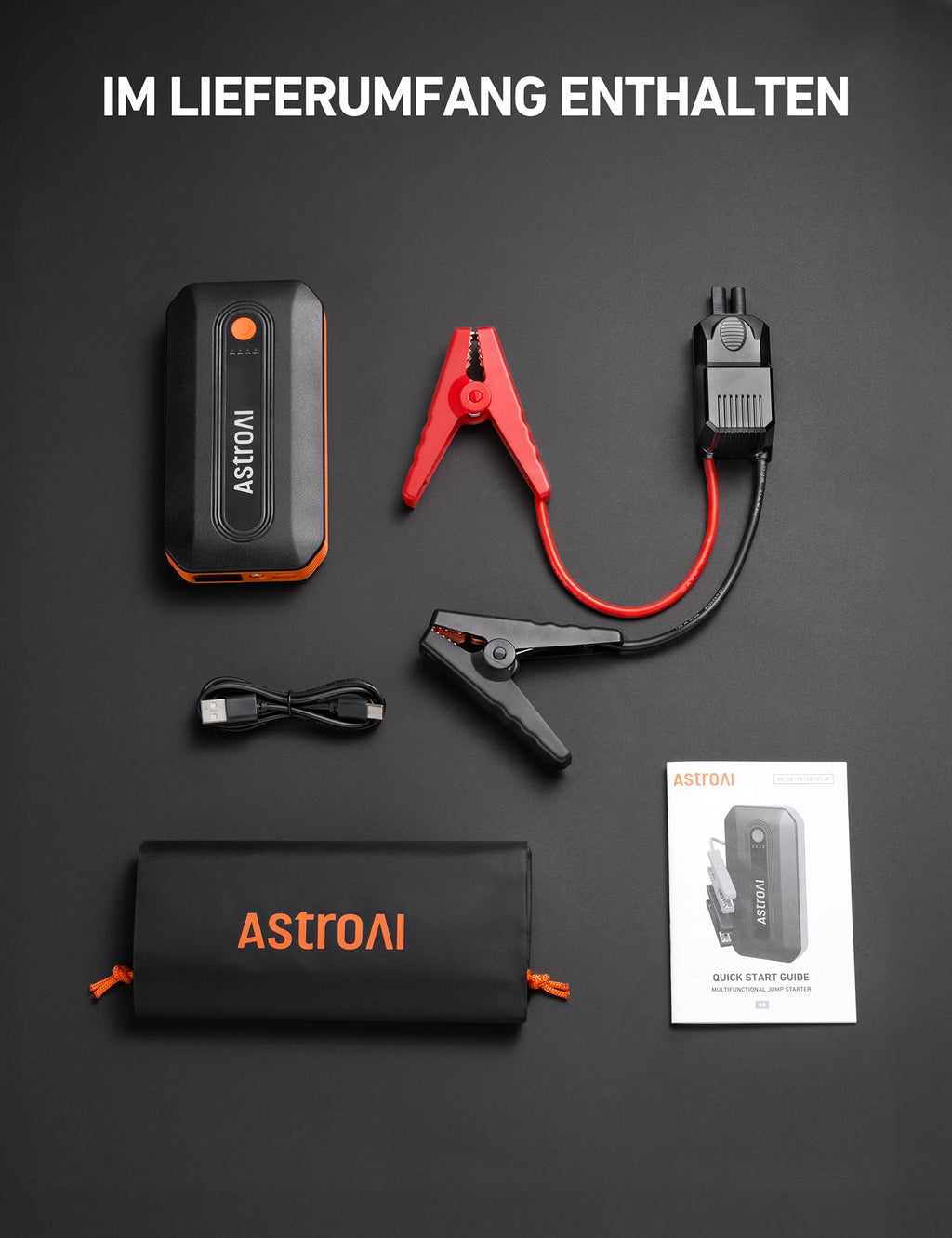 AstroAI B8 StarthilfePowerbank ExtremTemperaturBeständig Für PKW Und Motorrad LEDQC3.0