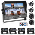 Hodozzy 1080P Rückfahrkamera 4 Kameras mit 9 Zoll DVR 4 Geteilte Monitor, 4 AHD Kameras IP68 Wasserdicht Nachtsicht, Vorder Seite Rück Kamera mit Kabel 2*10m+2*20m, für LKW Anhänger Wohnmobil Bus Van