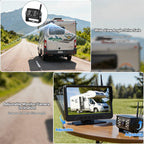 Digitales Rückfahrkamera Set VASTEND 7'' Rückfahrkamera Funk Kabellos mit 14 Infrarot LEDs, IP69 Wasserdicht LKW Kamera Kabellos, Klares Bild für Transporter, Wohnmobile, Wohnwagen, Camper(VE-7C)