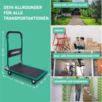 VONROC Transportwagen klappbar 150kg - Plattformwagen als Transporthilfe - Rollwagen mit Griff