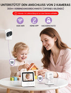 OBVHNUA Babyphone mit Kamera 720p IPS Video Babyphone 2,8" mit 2000mAh Akku Digitalzoom VOX Modus Zwei-Wege-Audio Nachtsicht Temperaturüberwachung Schlaflied Wecker