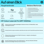 HP Color LaserJet Pro MFP 4302fdw Multifunktions-Farblaserdrucker, Automatischer beidseitiger Druck, Wi-Fi, Fax, Hohe Druckgeschwindigkeit, Bis zu 50.000 S./Monat, Wolf Pro Security