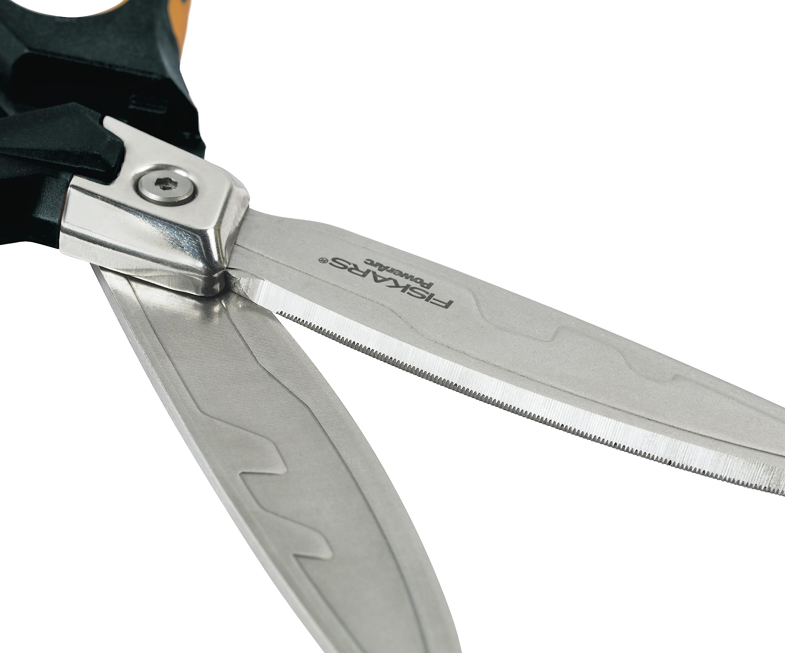 Fiskars Hochleistungsschere, Bis zu 30% mehr Kraft, Länge 21 cm, Langlebiger rostfreier Stahl/Kunststoff, Schwarz/Orange, PowerArc, 1027204